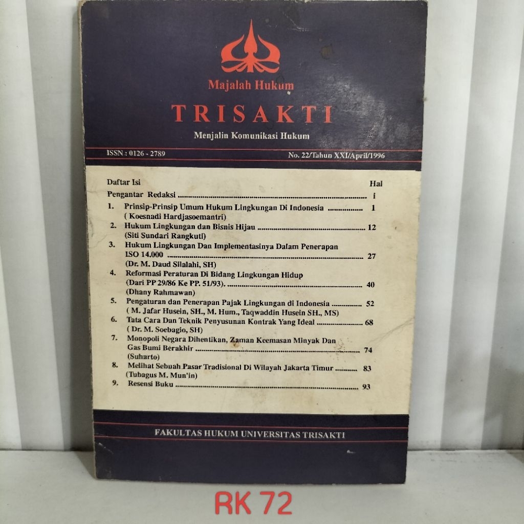 BUKU MAJALAH HUKUM TRISAKTI / MENJALIN KOMUNIKASI HUKUM / FAKULTAS HUKUM UNIVERSITAS TRISAKTI