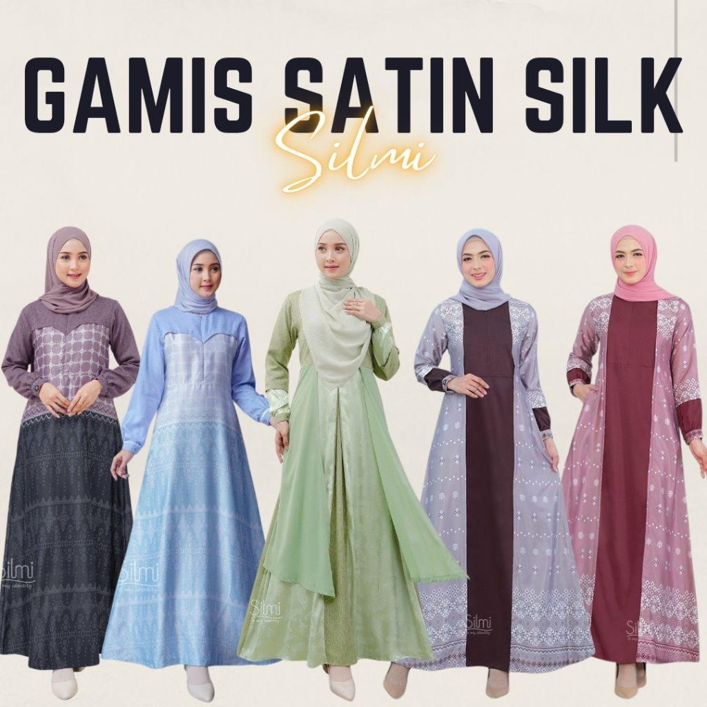 GAMIS DRESS REMAJA SATIN SILK MOTIF BATIK BUNGA TERBARU BESTSELLER UNTUK PENGAJIAN LEBARAN KONDANGAN
