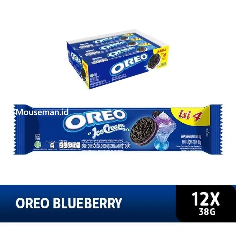 

1 BOX ISI 12PCS OREO SPACE DUNK Original Biskuit Sandwich coklat dengan Krim Rasa es krim Blueberry Ice Cream Enak 27gr