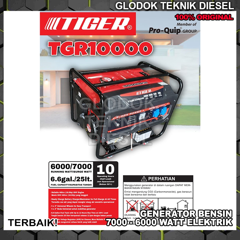 Proquip TIGER Genset 7000 - 6000 Watt Silent Inverter Gasoline Generator TGR10000 Generator Listrik 