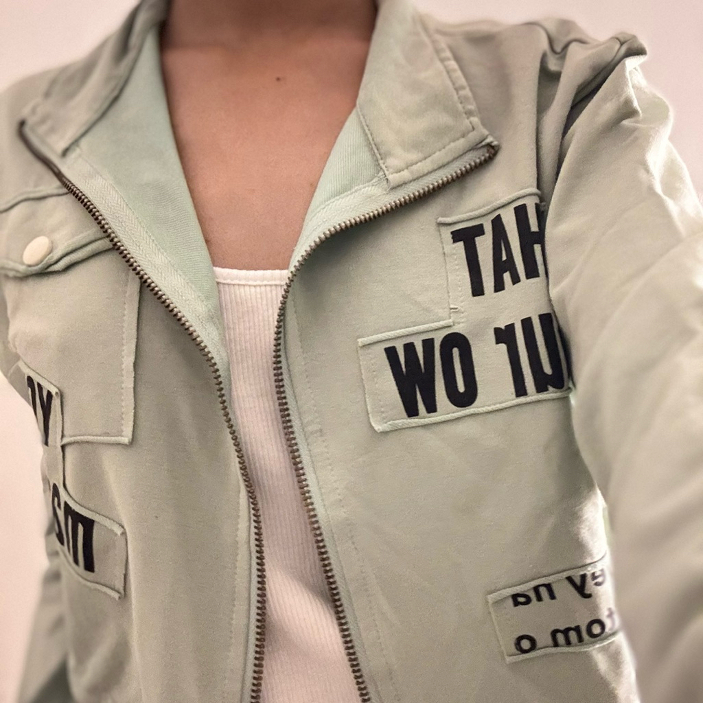 outer jacket crop sage green