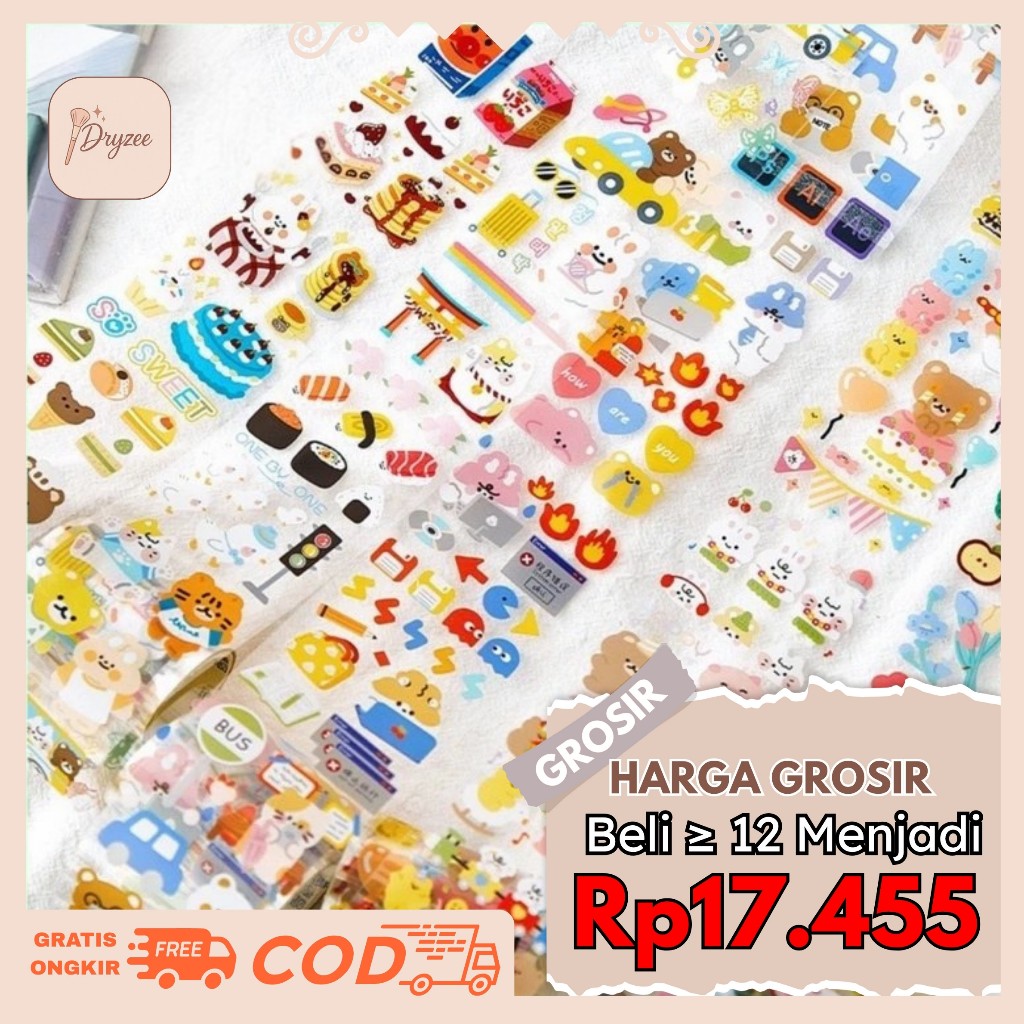 

Washitape Roll Aesthetic PVC Bening Motif Beruang WT09