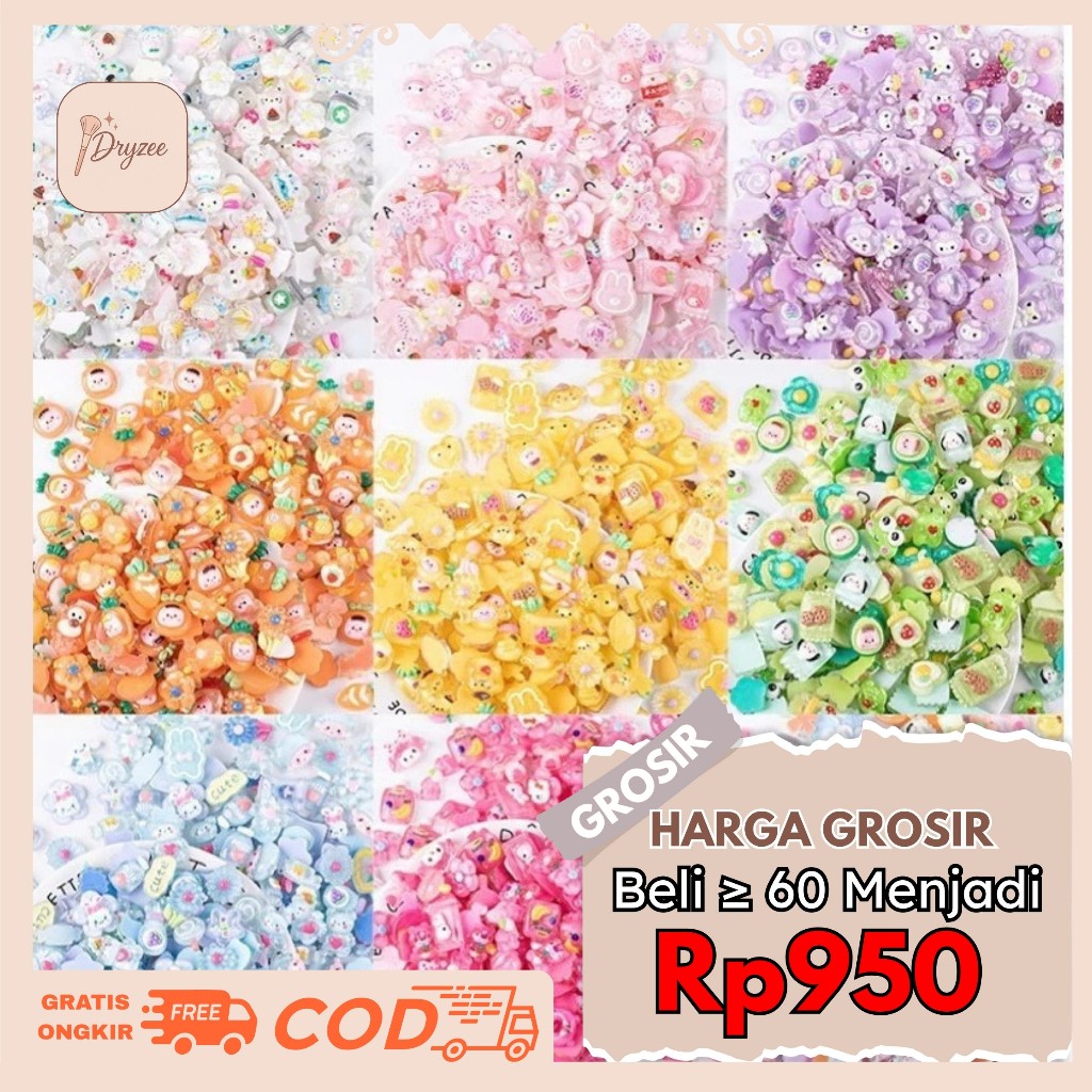 

1 Pcs Aksesoris Resin Clay 3D Buat Dekor DIY Stiker 3D Warna Warni Lucu Cantik Untuk Case HP DIY