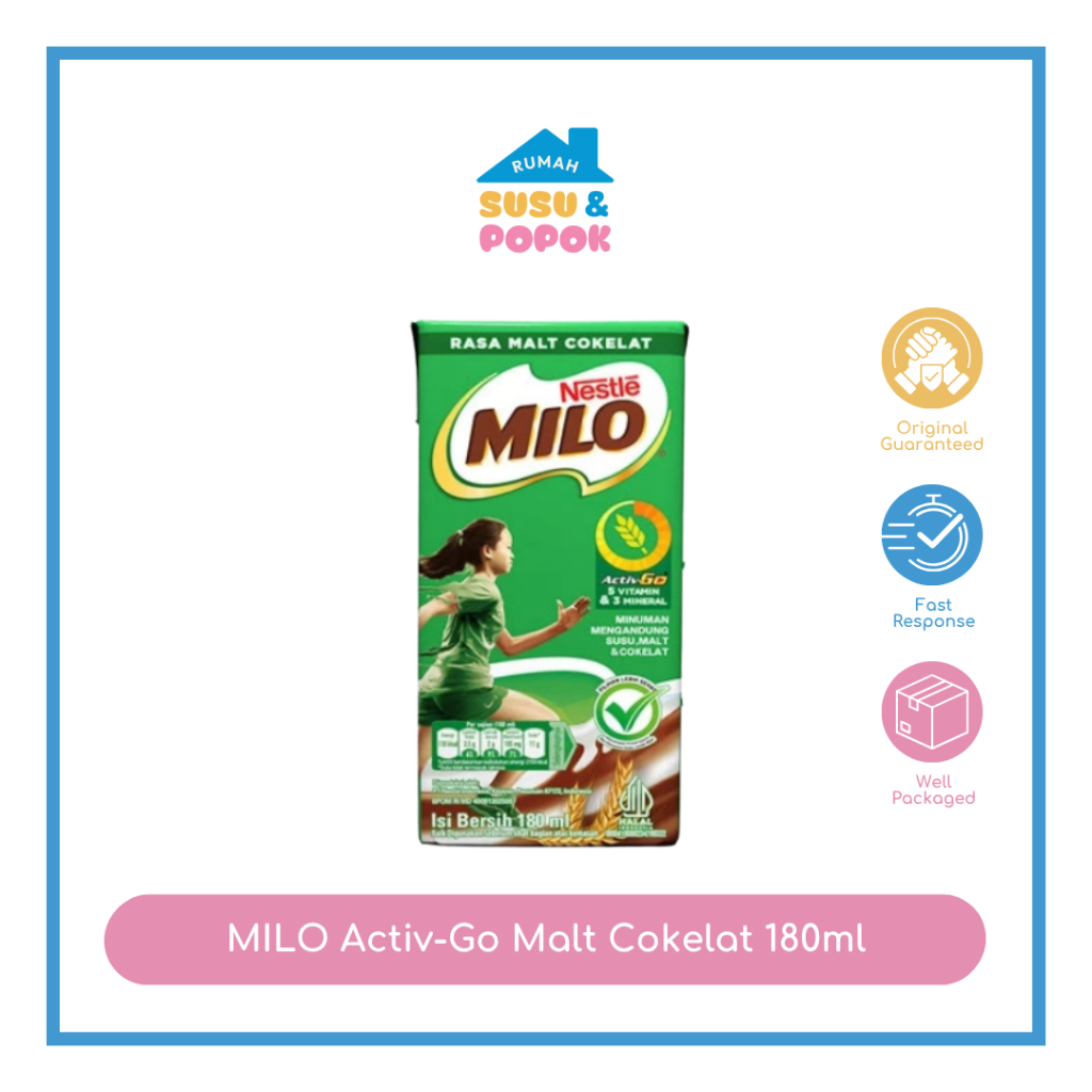 

MILO Activ-Go Minuman Susu UHT Rasa Malt Cokelat 180ml