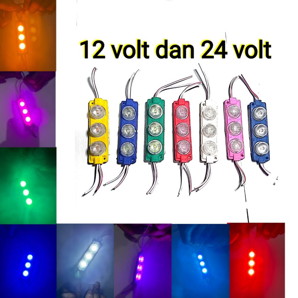 lampu led 3 mata module 12 volt / 24 volt+ modul 12 volt waterproof  untuk semua motor