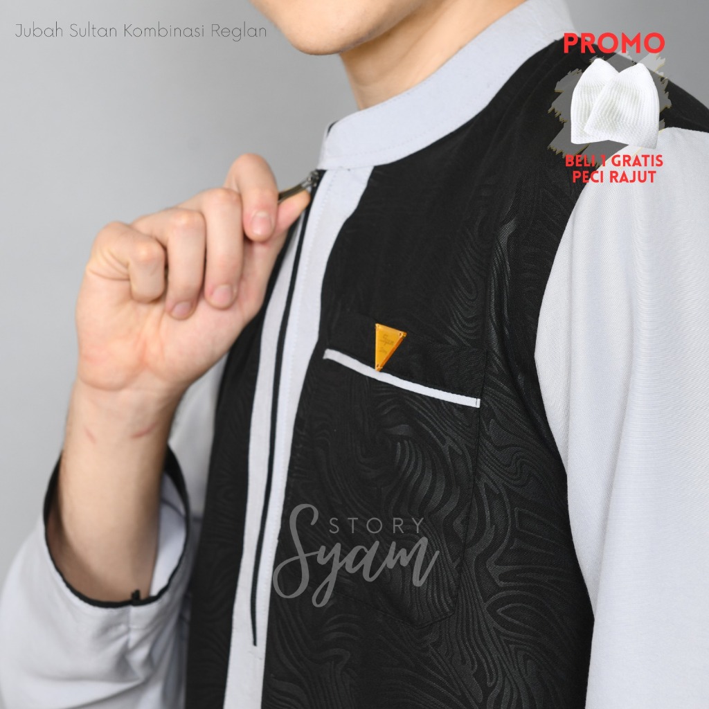 DISKON JUBAH PRIA SULTAN KOMBINASI EMBOS HARIMAU BENGGALA REGLAN ZIPER GAMIS PRIA DEWASA GAMIS