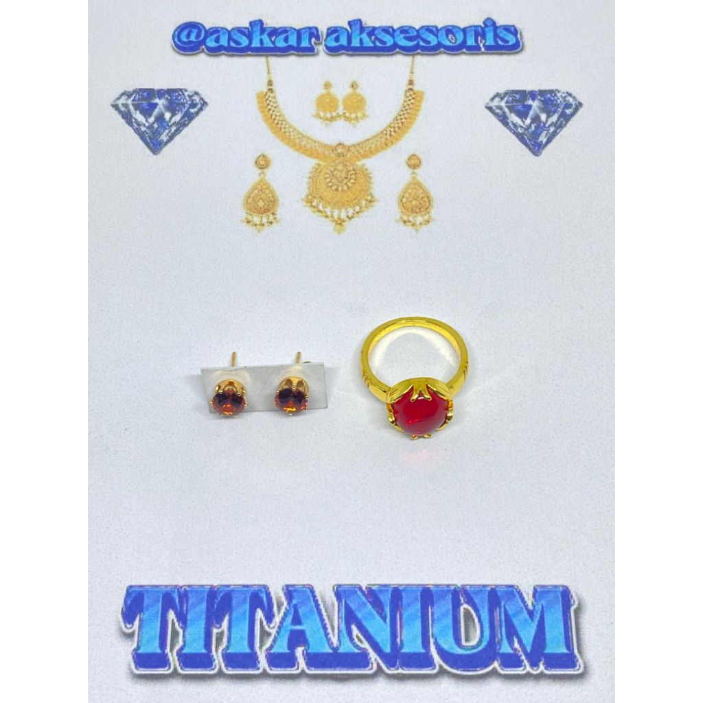 Cincin batu merah delima free anting tusuk permata merah delima super mewah