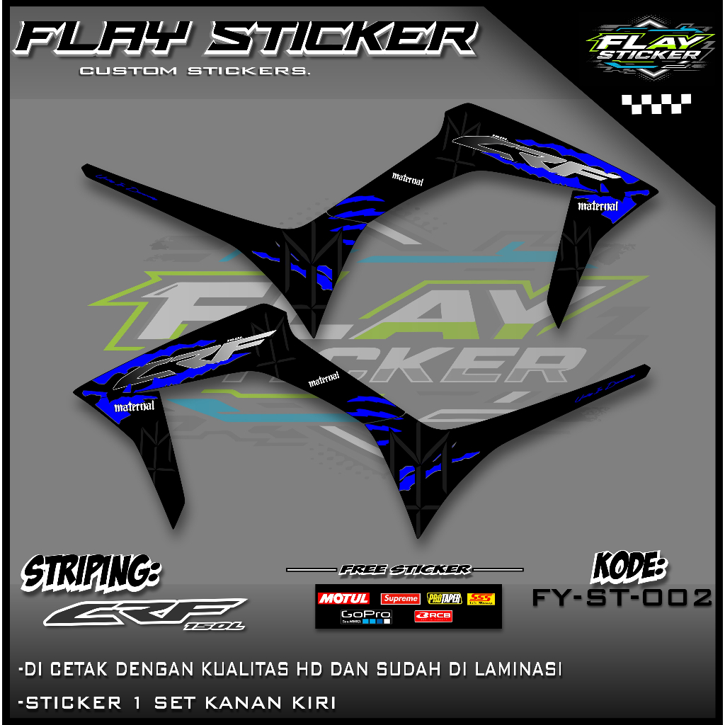 triping Sticker Variasi aksesories Motor Honda CRF 150 L Stiker List Semi Full Body Original Free La