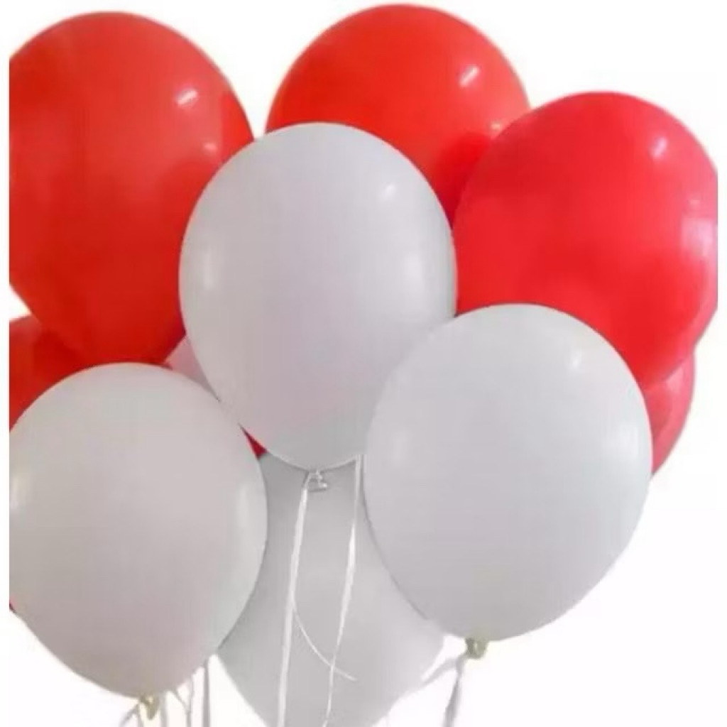 Balon Latex Merah Putih / Balon Doff Merah Putih