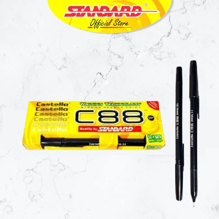 

Pulpen Ballpoint Standard Castello C88 0.5 1 Lusin Isi 12 Pcs