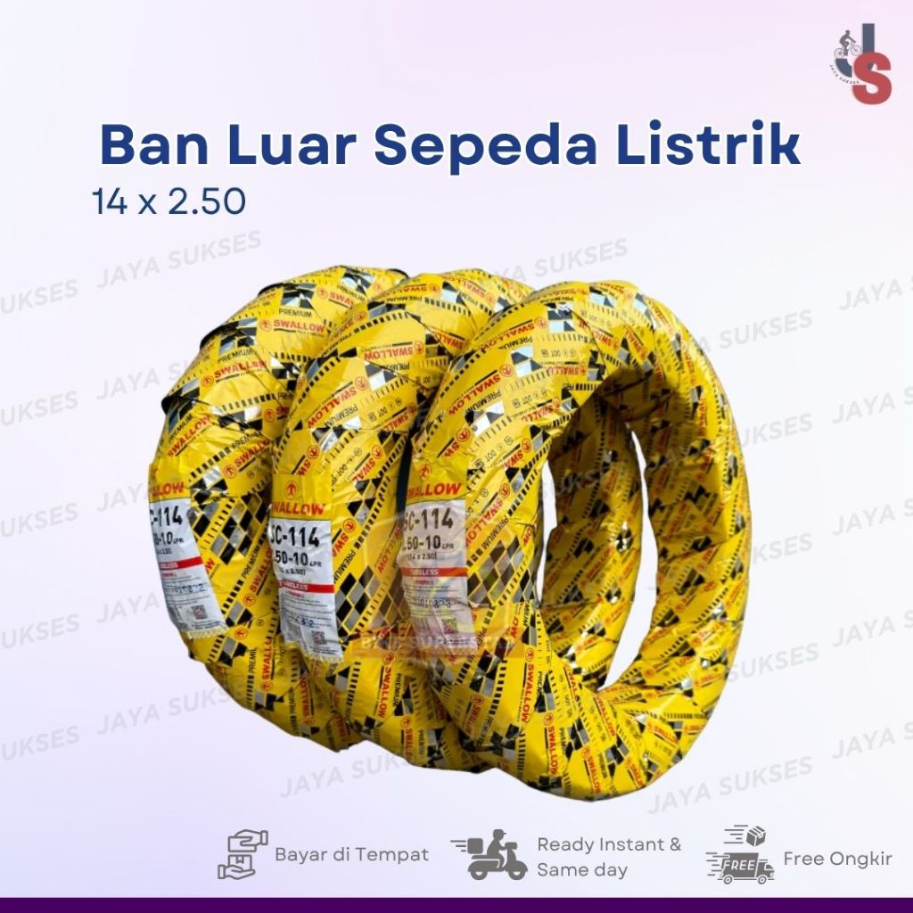 Ban Luar Sepeda Listrik Tubeless Selis Original Swallow 14 x 2.50 250 Tubeless
