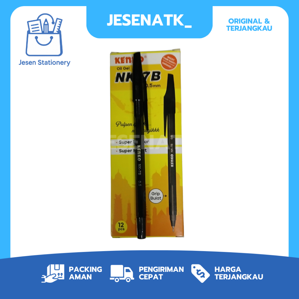 

Pulpen Kenko NK7 Bolpoin Pen Pena Tinta Hitam Biru Merah Alat Tulis 0.5 mm
