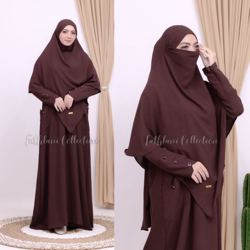 gamis set hijab abaya Syarifah terbaru muslimah elegan mewah santai cocok untuk haji umroh