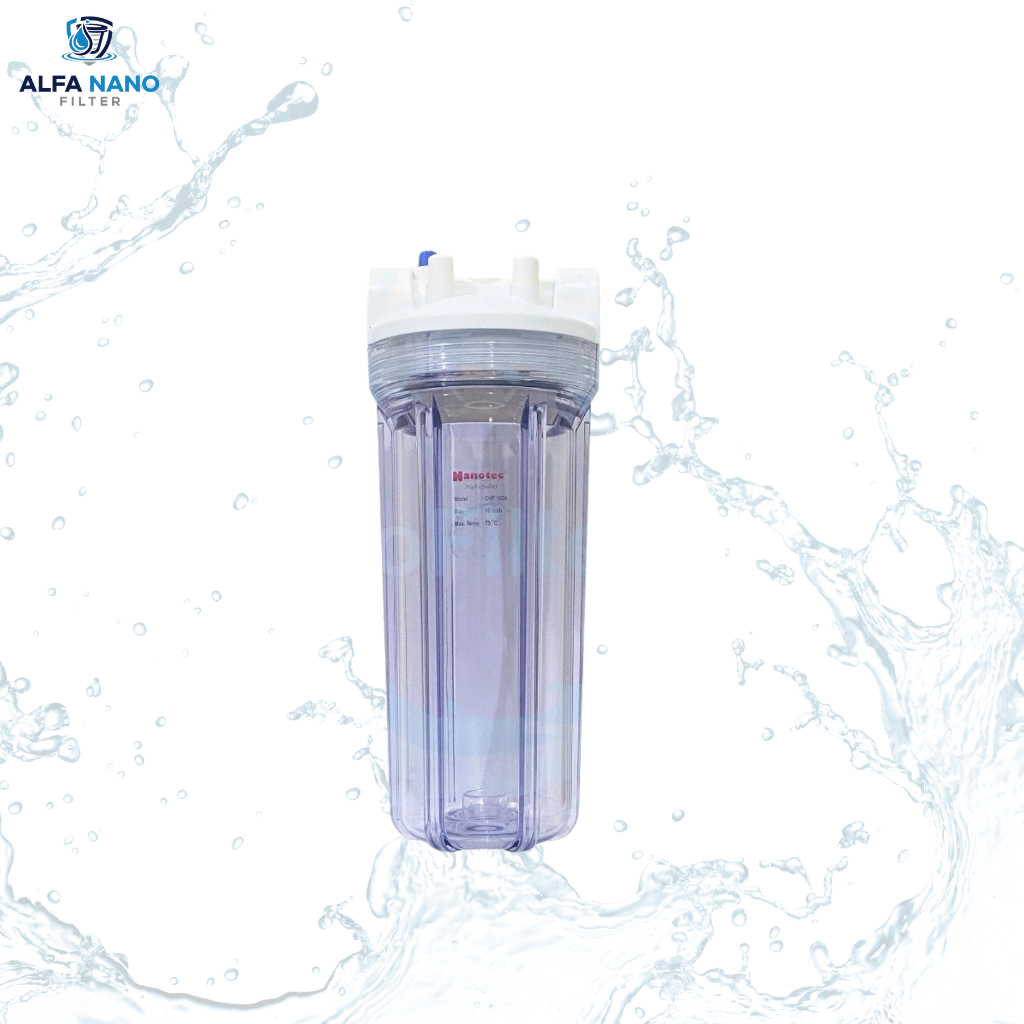 HOUSING FILTER AIR SO SINGLE ORING NANOTEC 10" INCH CLEAR BLUE DRAT 3/4 1/2 1 (HANYA TABUNG)