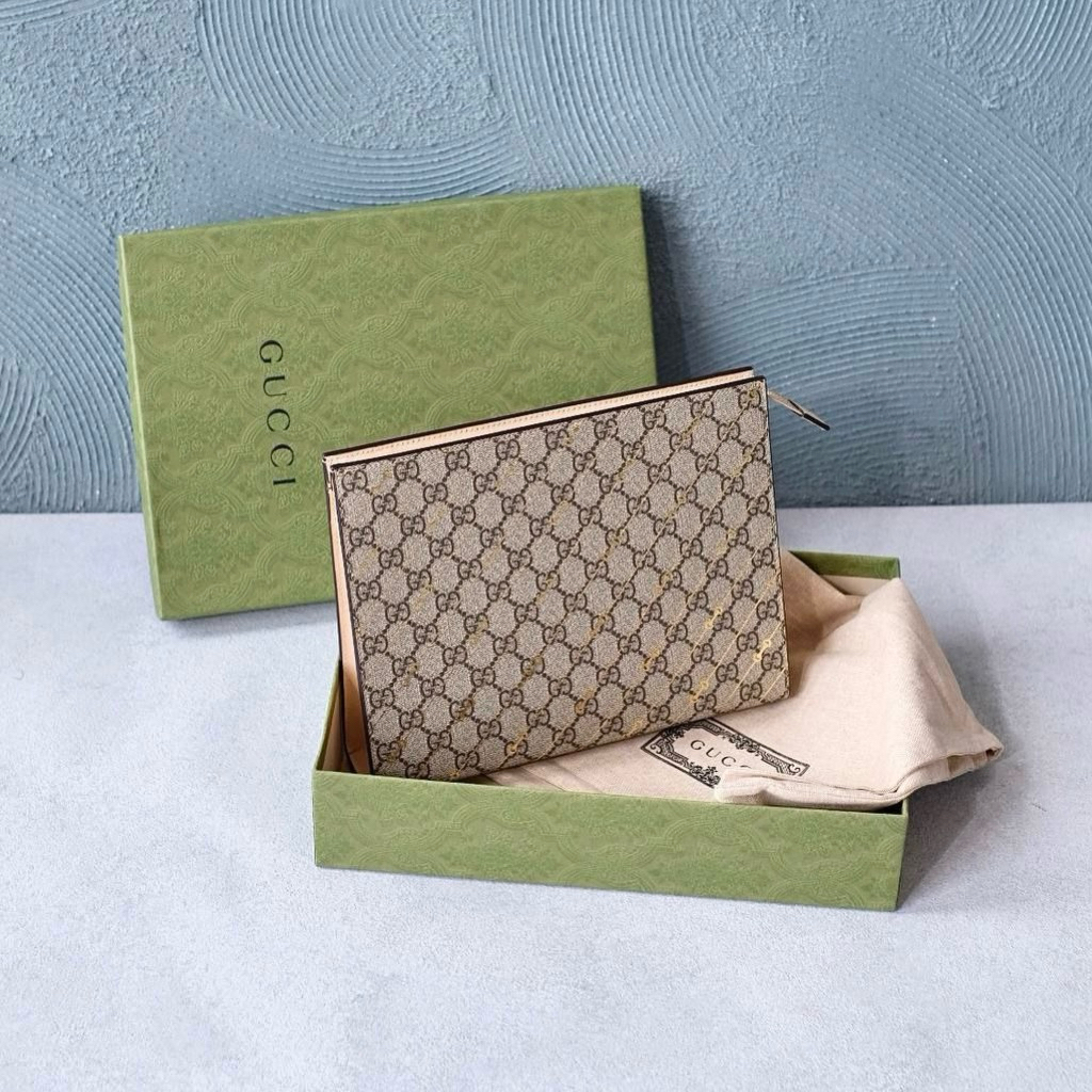 GUCCI GG Supreme with Horsebit Print Pouch / Pochette / Clutch Bag