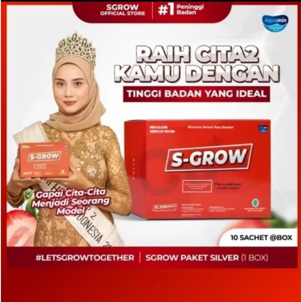 

S-GROW Nutrisi Peninggi Badan Susu Tinggi Kalsium dan Memperkuat Tulang 250gr 10 Sachet Sgrow