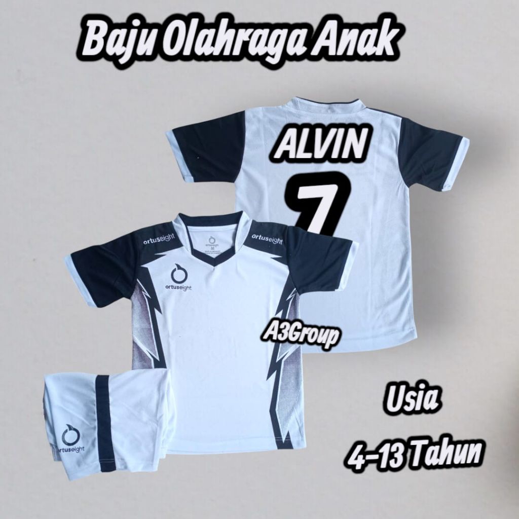 GRATIS SABLON NAMA DAN NOMOR PAKAIAN OLAHRAGA ANAK BAJU VOLLY ANAK SD/SMP