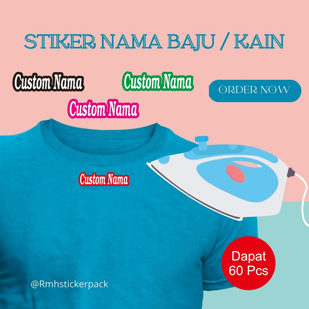

Stiker Baju Kain Custom Nama Pemasangan Hanya Setrika Dapat 60 Pcs