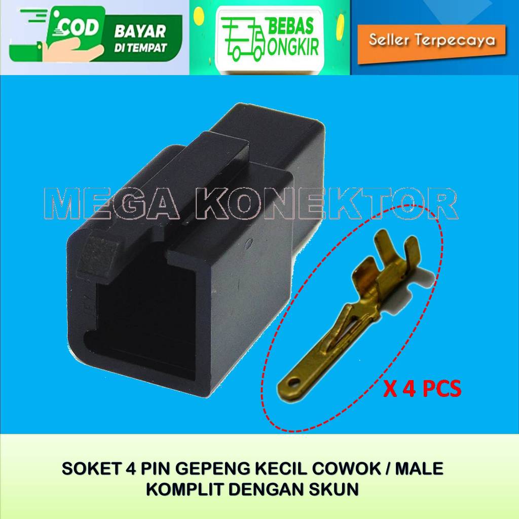 SOKET KABEL MOTOR 4 PIN KECIL HITAM MALE-SOKET –SOKET KABEL–4 PIN- SOKET - SOKET KABEL 4 PIN NYLON
