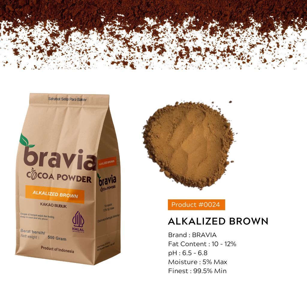 

Bravia Kakao Bubuk | Cocoa Powder | Cokelat Bubuk Premium untuk Kue, Brownies, Cookies | 250gr, 500gr, 1kg s.d 25kg