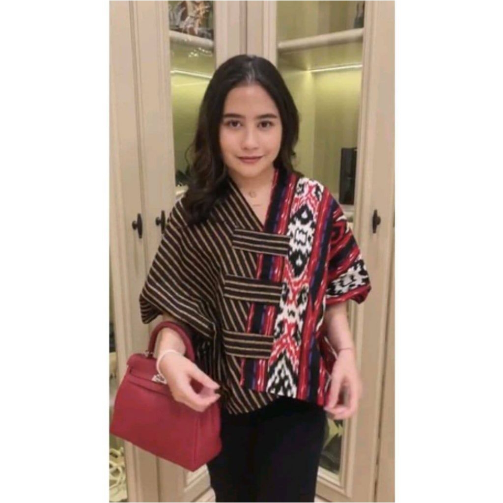 Crop Top Batik Etnik Wanita Seragam Batik Kampus Kantor Modern Simpel Elegan