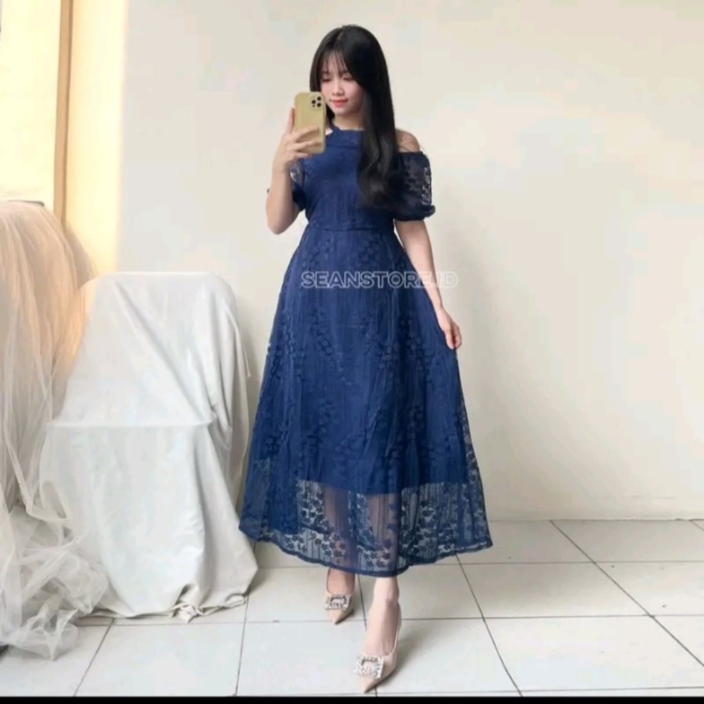 Dress korean style wanita kekinian wedding dress brukat lenora