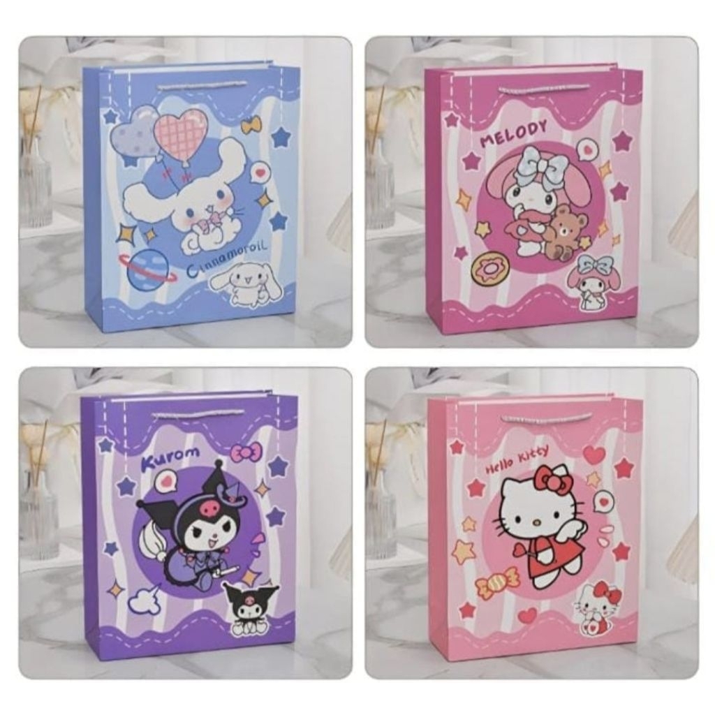 

Paper Bag Sanrio Karakter Lucu – Kuromi Melody Cinnamoroll | Tas Kado Hadiah Ulang Tahun | Goodie Bag Souvenir Premium