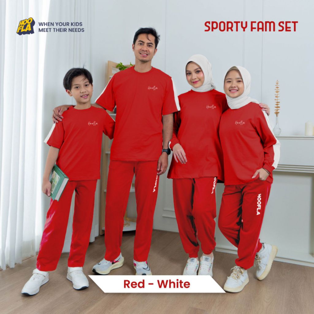 Setelan Baju Olahraga Anak dan Warna Merah Putih untuk Keluarga