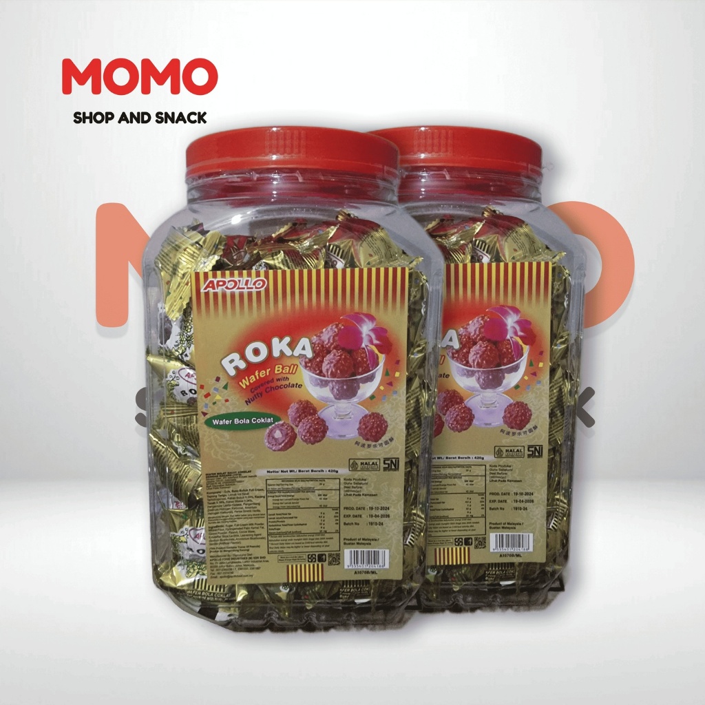 

Apollo Roka Wafer Ball Kemasan Pouch Refill Pak 420G, Kemasan Toples Kaleng 420g