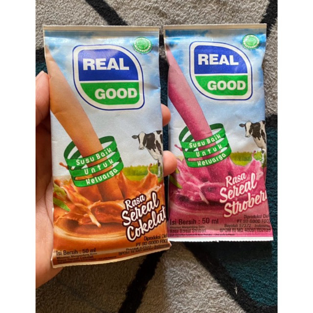 

(10 pack) Real Good susu UHT rasa cokelat dan strowberry kemasan 50 ml