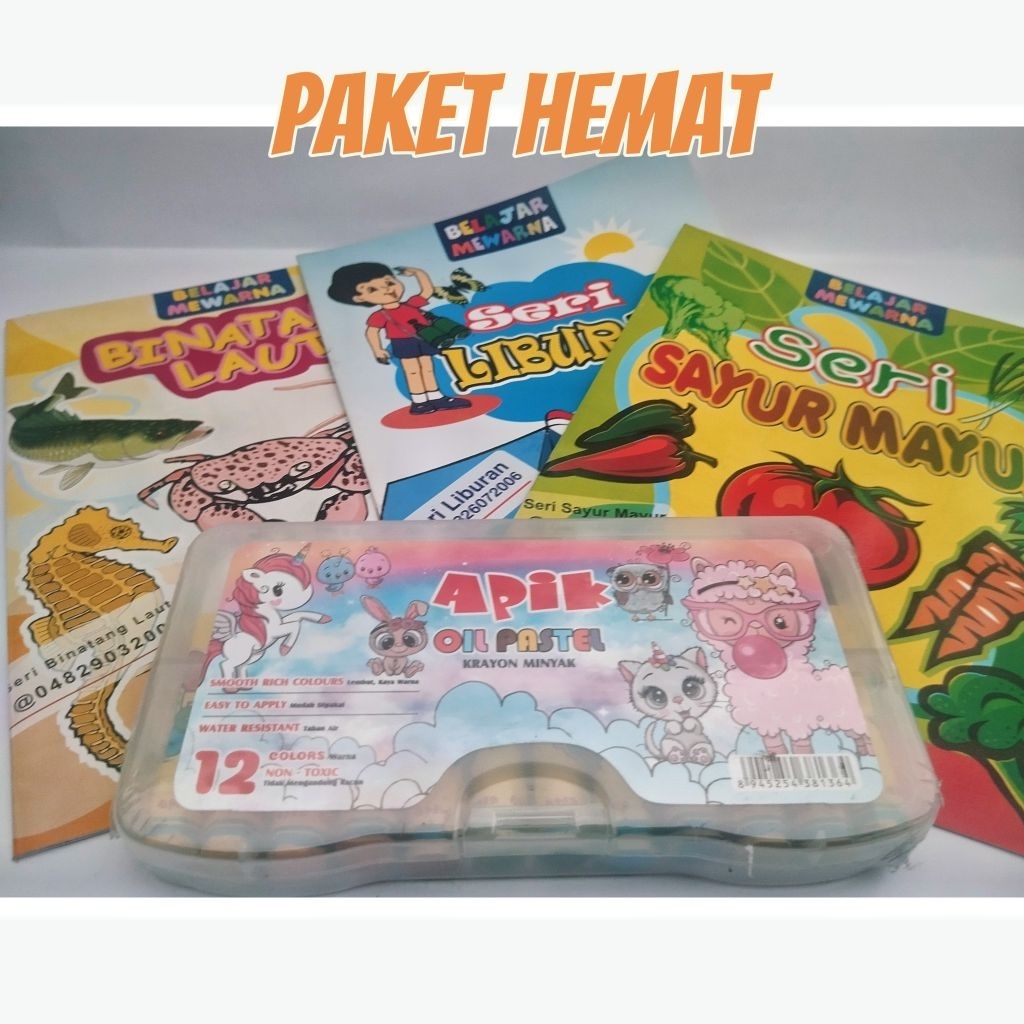 

1 SET BUKU MEWARNAI DAN KRAYON / PAKET HEMAT BUKU MEWARNAI DAN KRAYON / OIL PASTEL