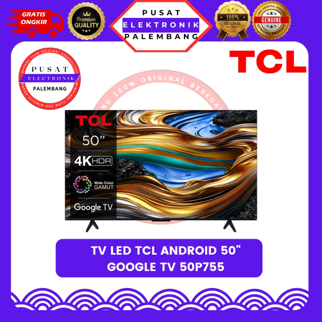 TV ANDROID DIGITAL UHD 4K 50 INCH TCL 50P755 ANDROID 50" PALEMBANG