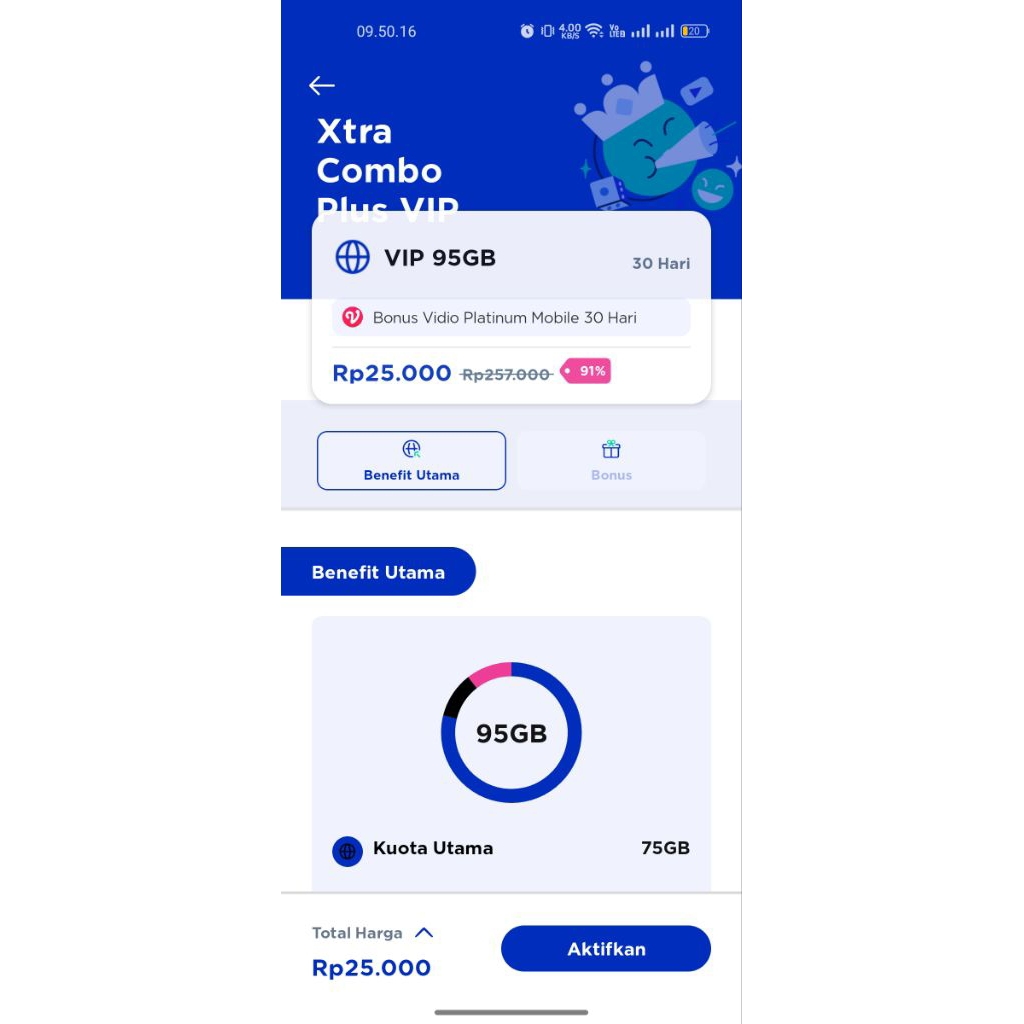 Kartu XL Xtra Combo VIP Plus Diskon 90% Harga Paket 25k