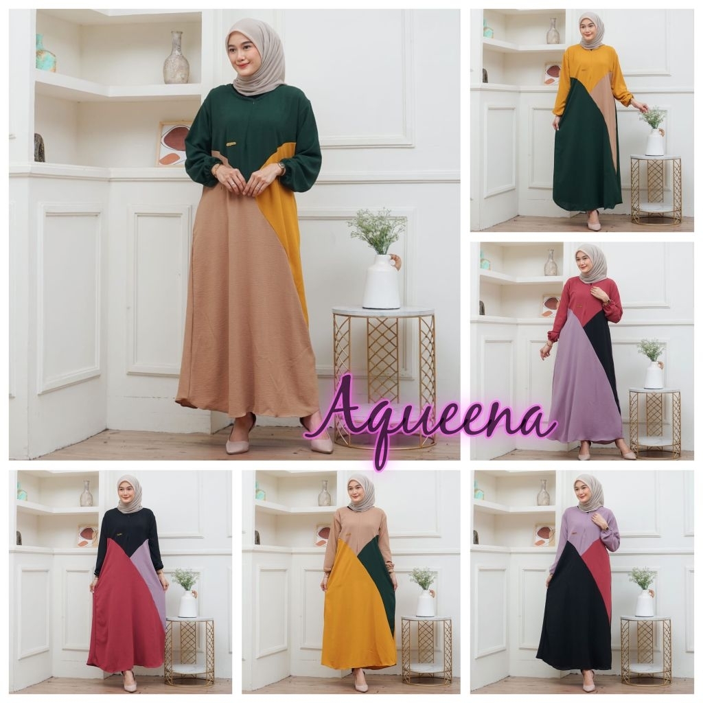 AQUEENA FASHION | Gamis Crinkle Variasi | Gamis Jumbo crinkle | Gamis Crinkle Kombinasi