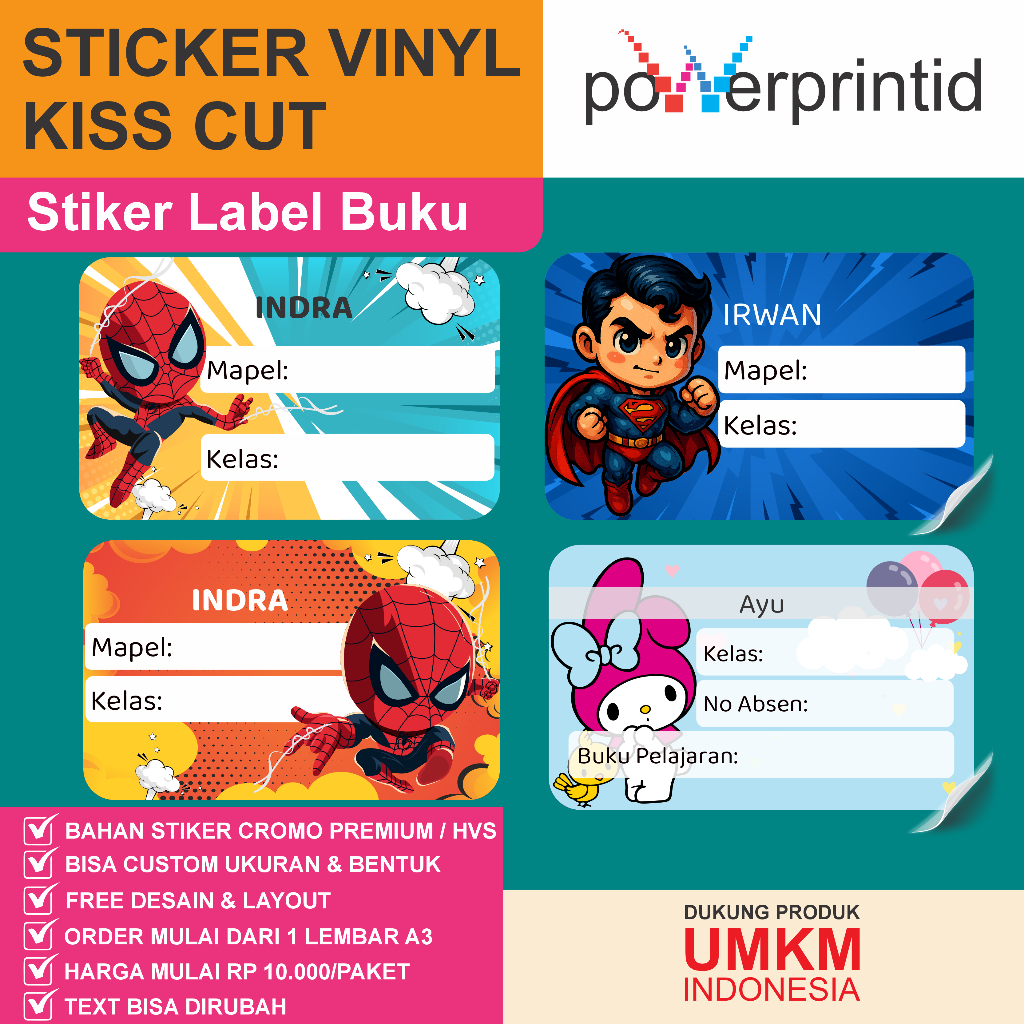 

Stiker Label Buku Anak – Custom Karakter & Nama