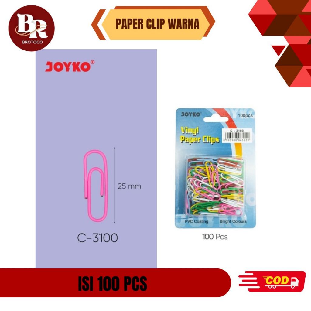 

[BROTOCO] Paper Clips Joyko C-3100 - Klip Penjepit Kertas Warna
