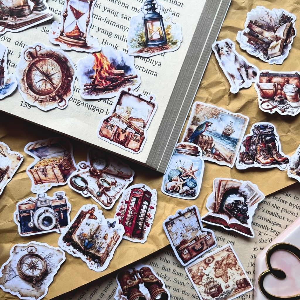 

26pcs/pack ADVENTURE VINTAGE STICKER SET / Sticker vintage / sticker brown vintage / retro sticker / journaling sticker vintage / deco sticker / sticker Buku vintage / sticker adventure vintage
