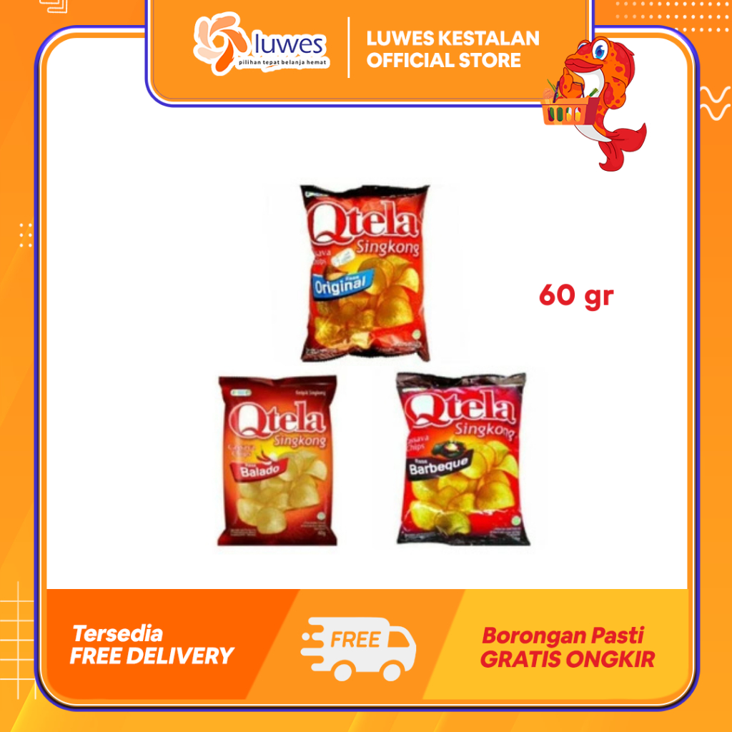 

Qtela Snack Keripik Singkong 60gr Original / BBQ / Balado Terbuat Dari Keripik Singkkong Pilihan & Renyah