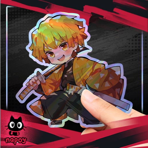 

Stiker Hologram Anime Demon Slayer Zenitsu Agatsuma Pedang 3