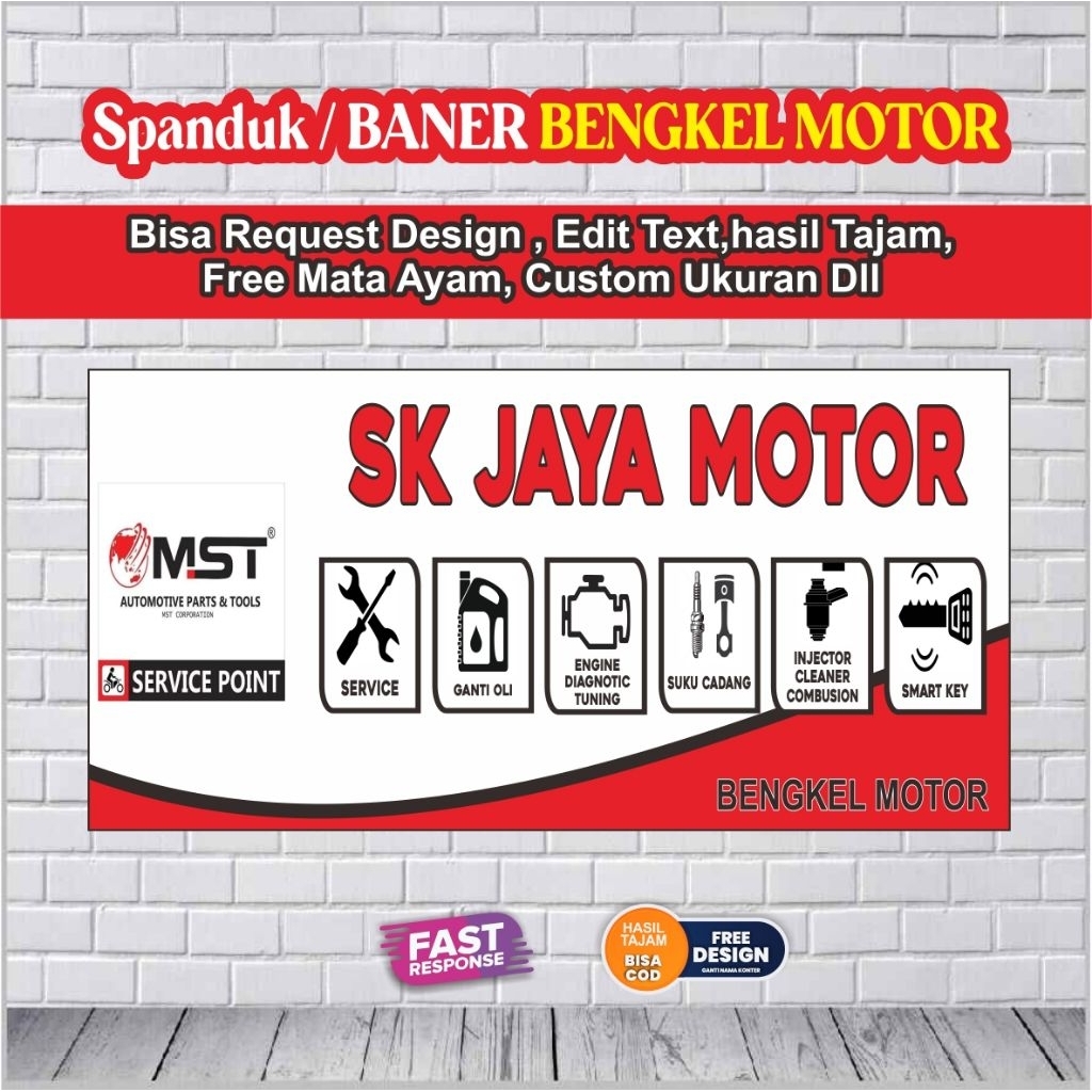 Spanduk Bengkel motor Custom Desain