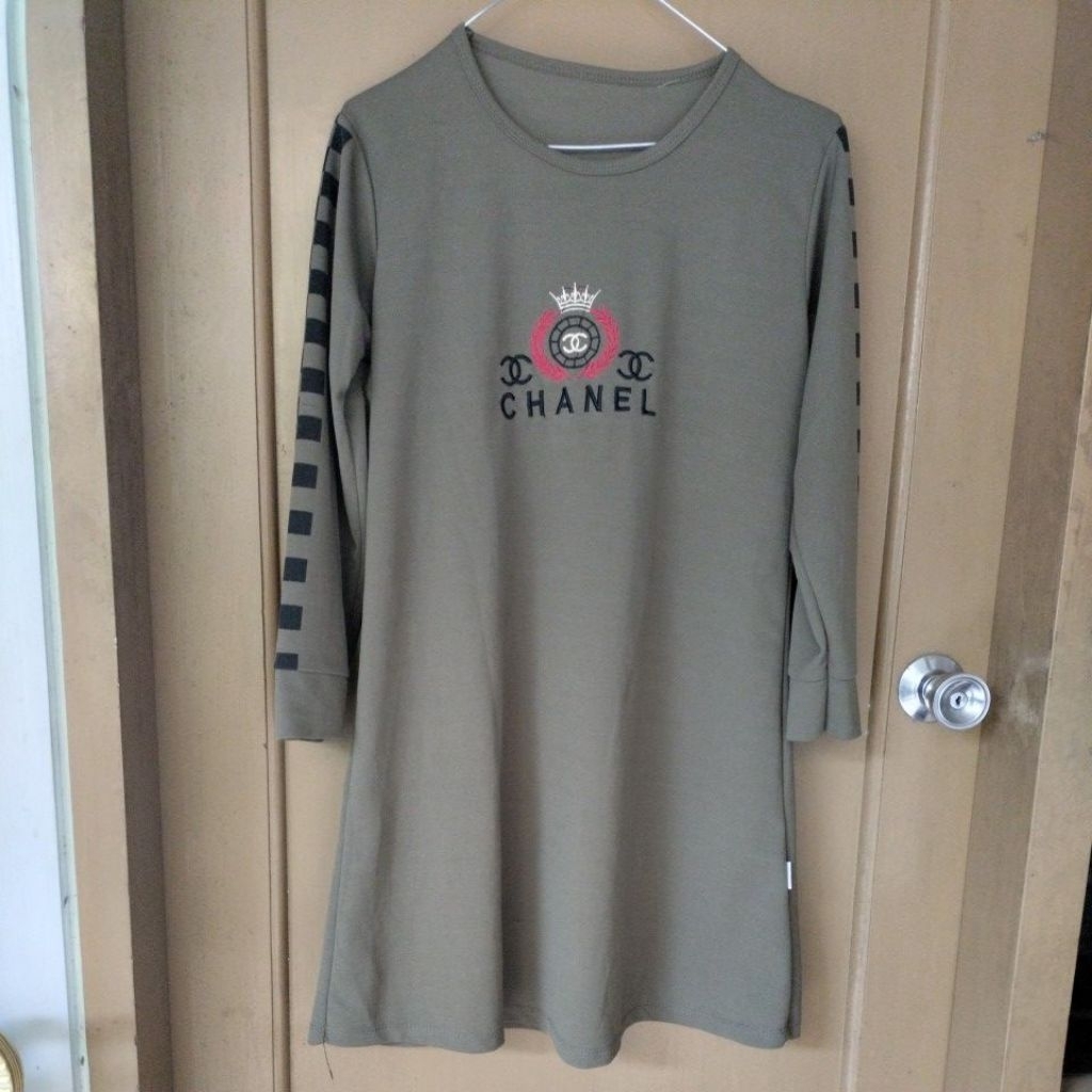 Atasan Pakaian Wanita Long Tunik Hijau Army