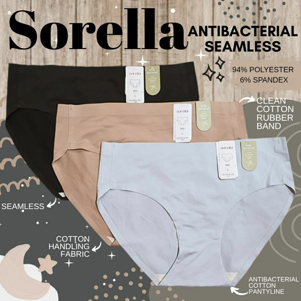 sorella antibacterial seamless panty pack/celana dalam wanita branded murah