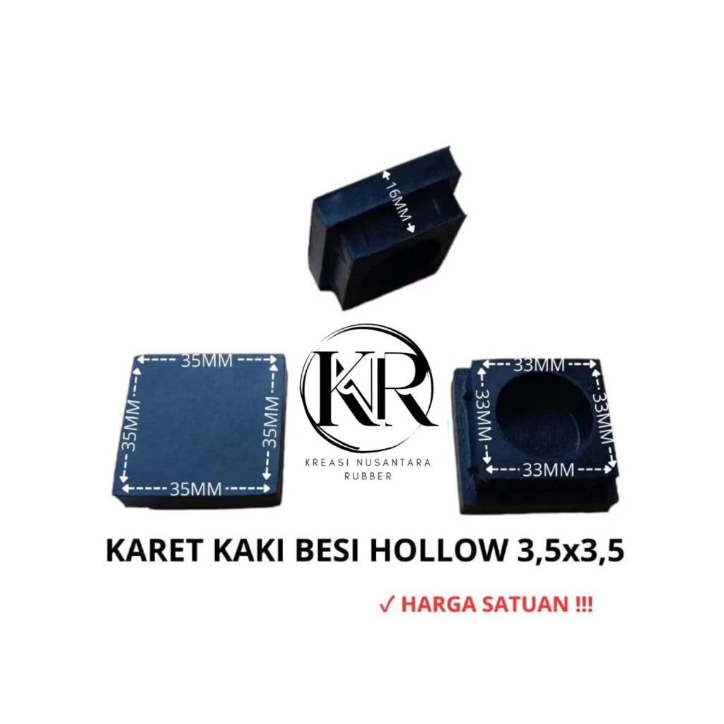 Karet Kaki Hollow 3,5x3,5 Padat / Karet Tutup Kaki Meja Kursi Rak Besi HOLLOW