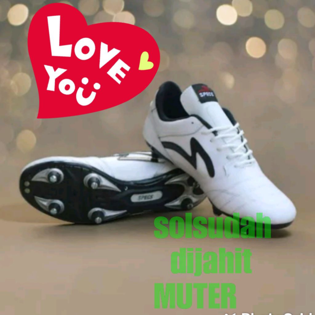 sepatu bola kulit sapi asli specs pull besi outsol sudah dijahit muter