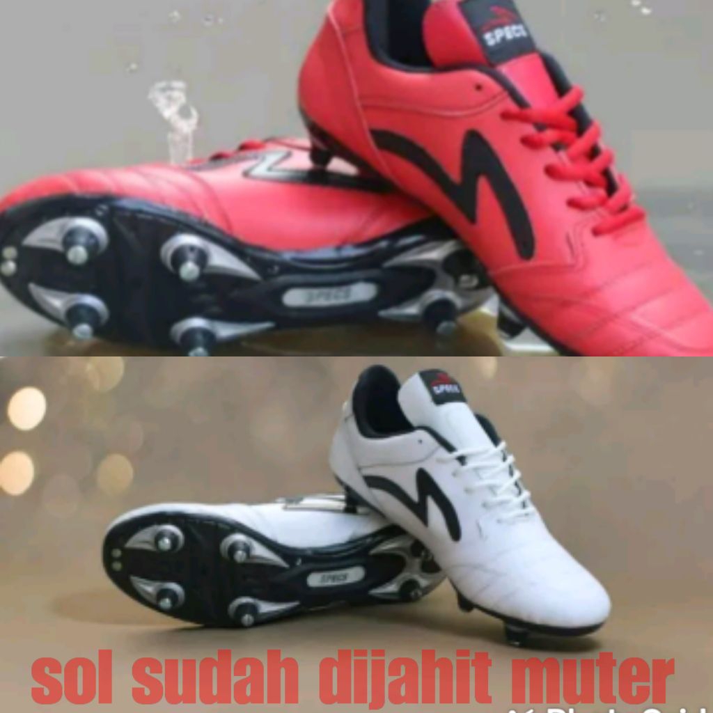 sepatu bola kulit sapi asli specs pull besi outsol sudah dijahit miter