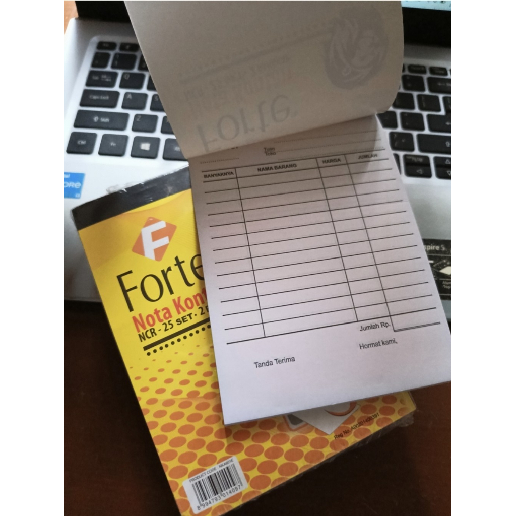 

Nota kontan Forte NCR -25set .2 Rangkap 1 pack isi 10
