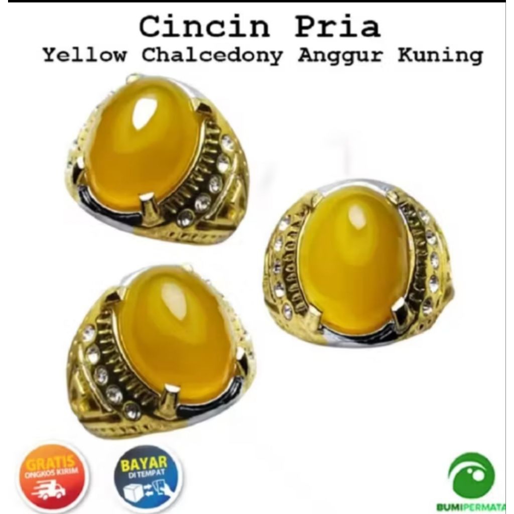 Batu cincin yellow safir angur kuning natural batu akik 100% sankis