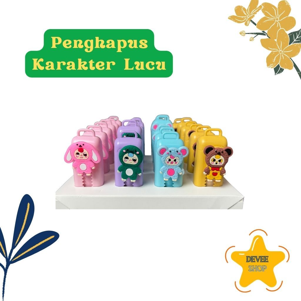 

Penghapus Karakter Lucu / Penghapus Dorong / Sliding Eraser / Penghapus Mekanik Warna Lucu - Devee Shop