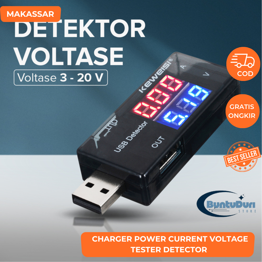 KEWEISI USB Detektor Pengukur Tegangan Voltase dan Baterai Tester / USB Analyzer