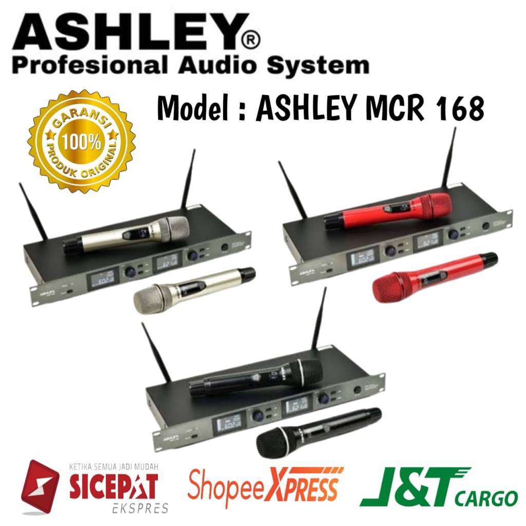 Mic Wireless Ashley Mcr 168 Original Mic wireless  ashley anti feedback